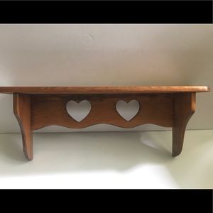 Wooden Wall Shelf w/Heart Cut-Outs & Plate Groove